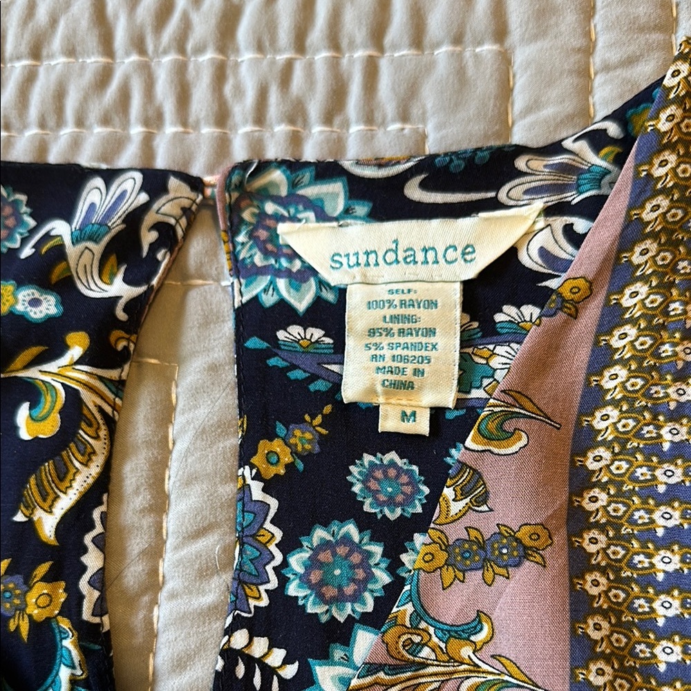 Sundance Blue and Gold Dolman Sleeve Dress M - Picture 2 of 7